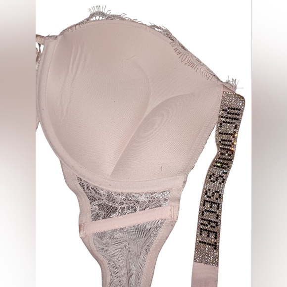 Victoria Secret Very Sexy Pink Lace Bling Straps Push-up Bra Size 36C - Picture 4 of 11